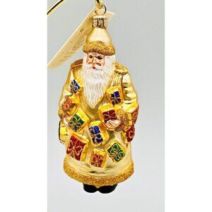 Patricia Breen Portobello Road Santa Claus Gold Presents Christmas Tree Ornament